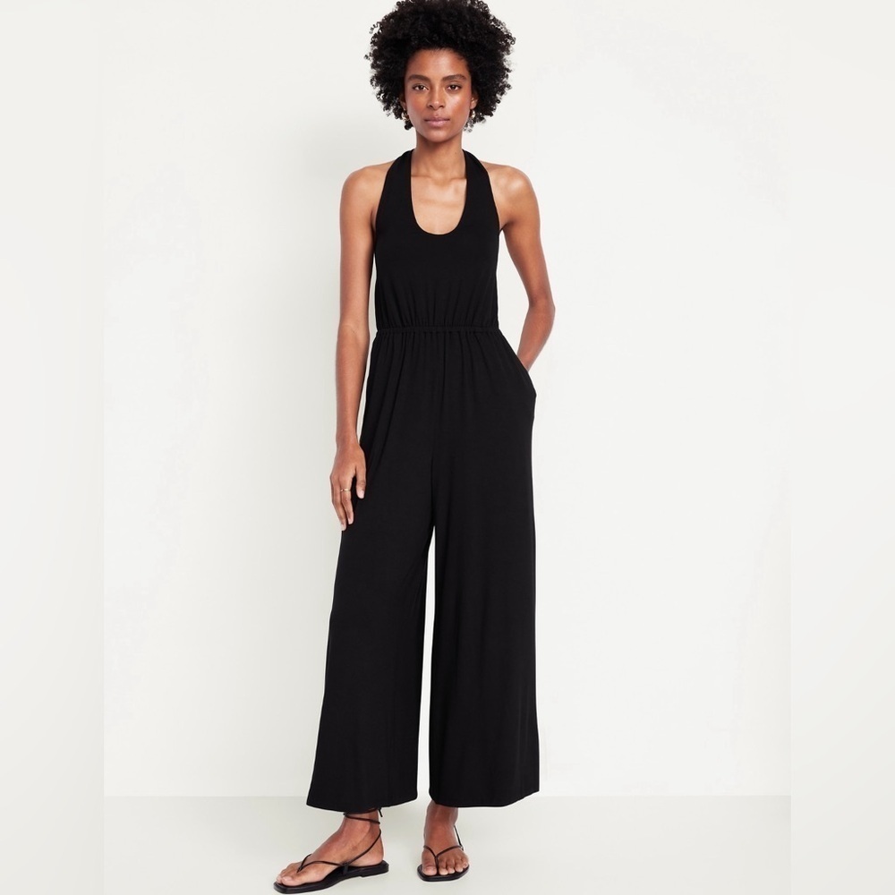 NWT! Old Navy Black Waist-Defined Halter Jumpsuit - Multiple Sizes 🍉